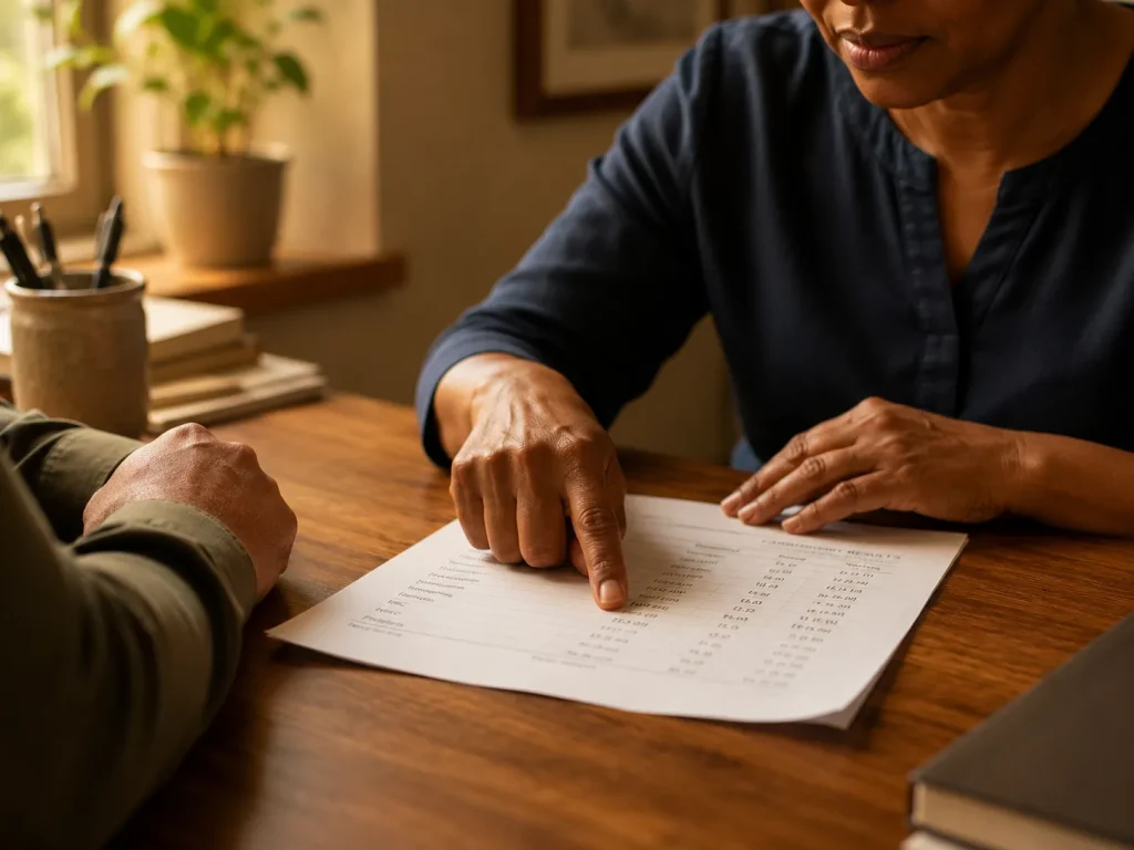 Provider and patient reviewing lab results together, reflecting research-backed data on how fast you lose weight on GLP-1 over months