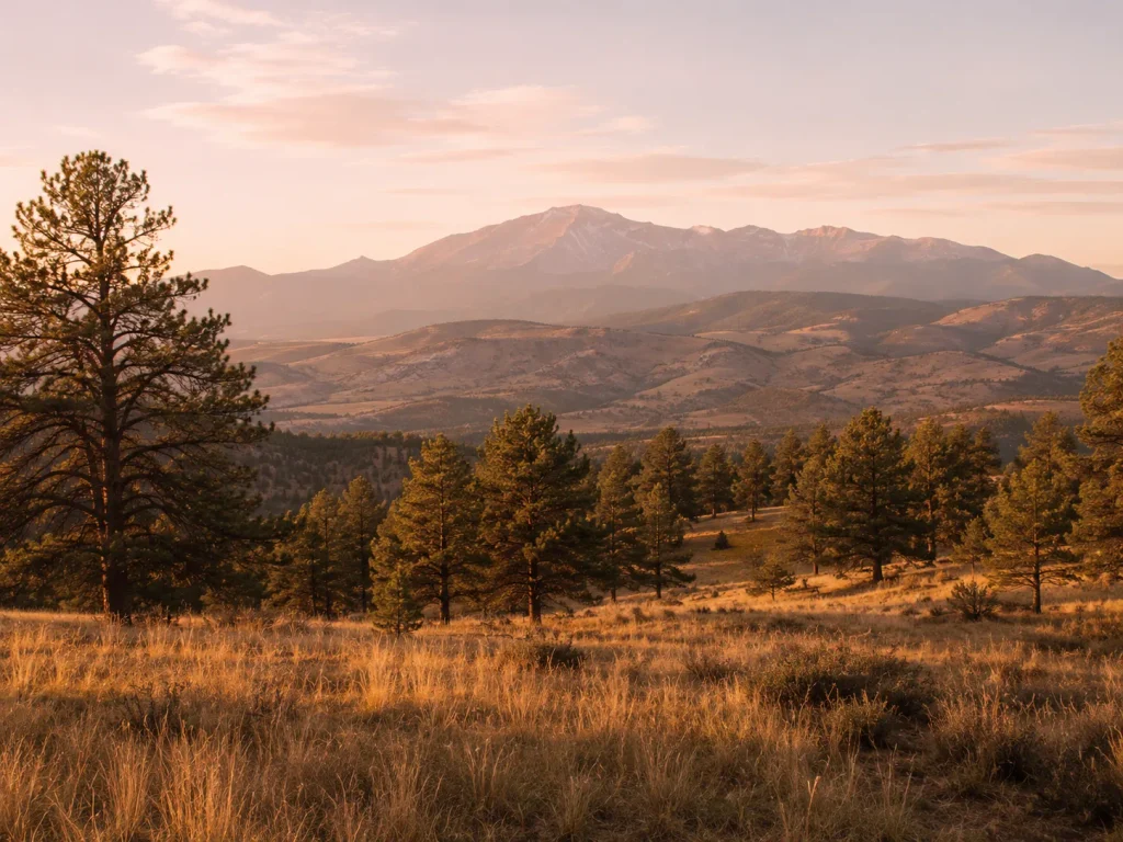 Morning light over a mountain meadow in Teller County, Colorado, near the Florissant clinic offering local testosterone replacement therapy care.