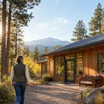 Exterior of a metabolic health clinic in Florissant, Colorado, surrounded by ponderosa pines.