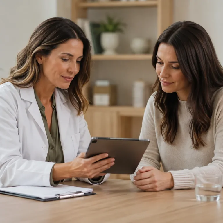 Clinician and patient reviewing lab results during a functional medicine weight loss consultation