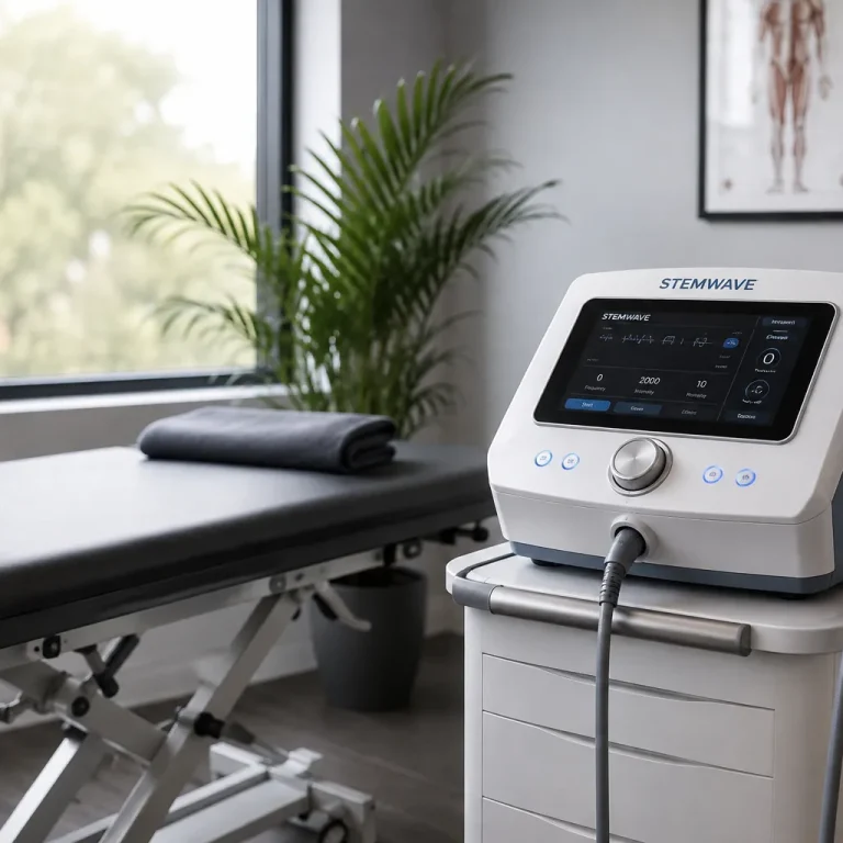 Shockwave therapy treatment room at Evexia in Florissant Colorado